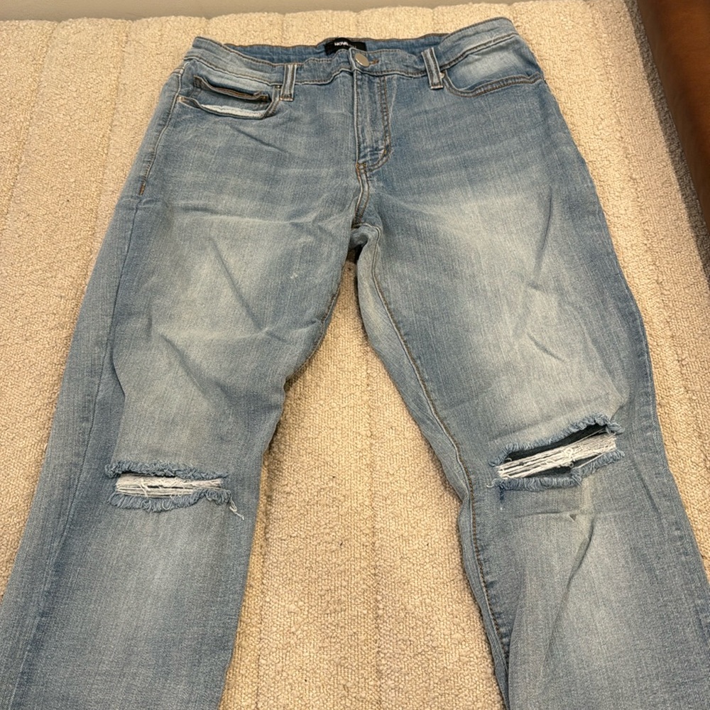 Fashion Nova 34x34 Light Blue Distressed Jeans.